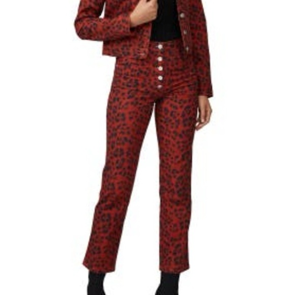 Miaou Denim - Miaou Red Leopard Cropped Jeans 24